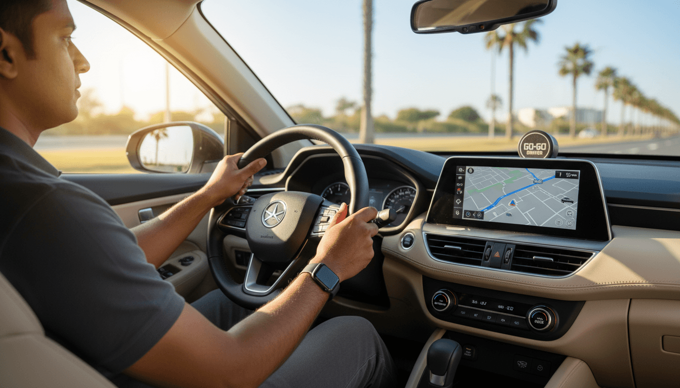 Professional driver in a clean, well-maintained vehicle ready to work